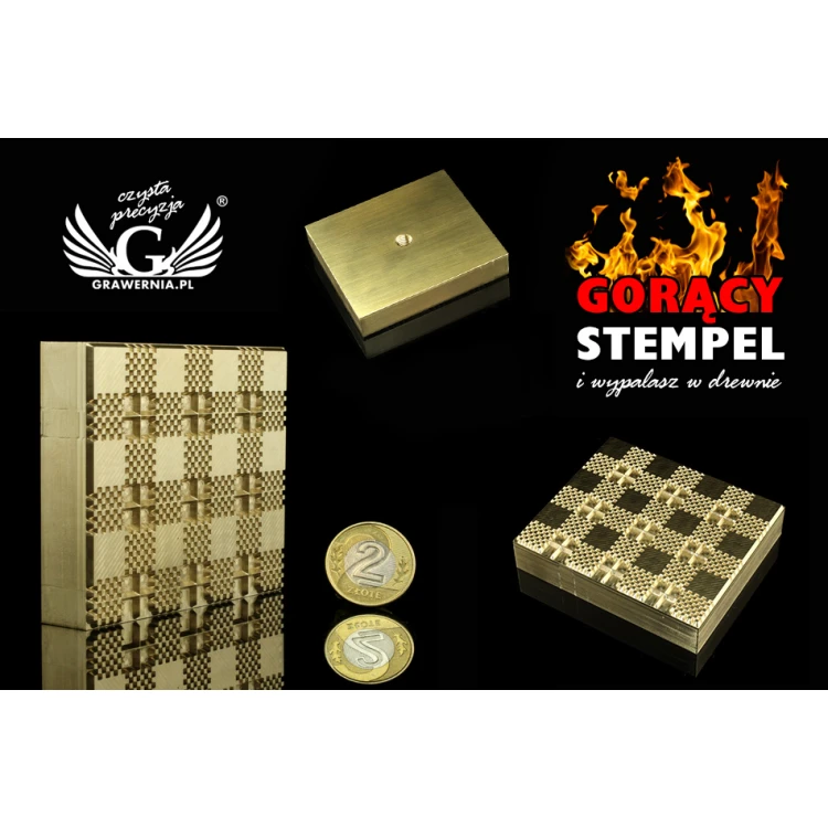 Stempel do wyciskania logotypu na gorąco i zimno - wymiary matrycy: 60x70mm - CNC