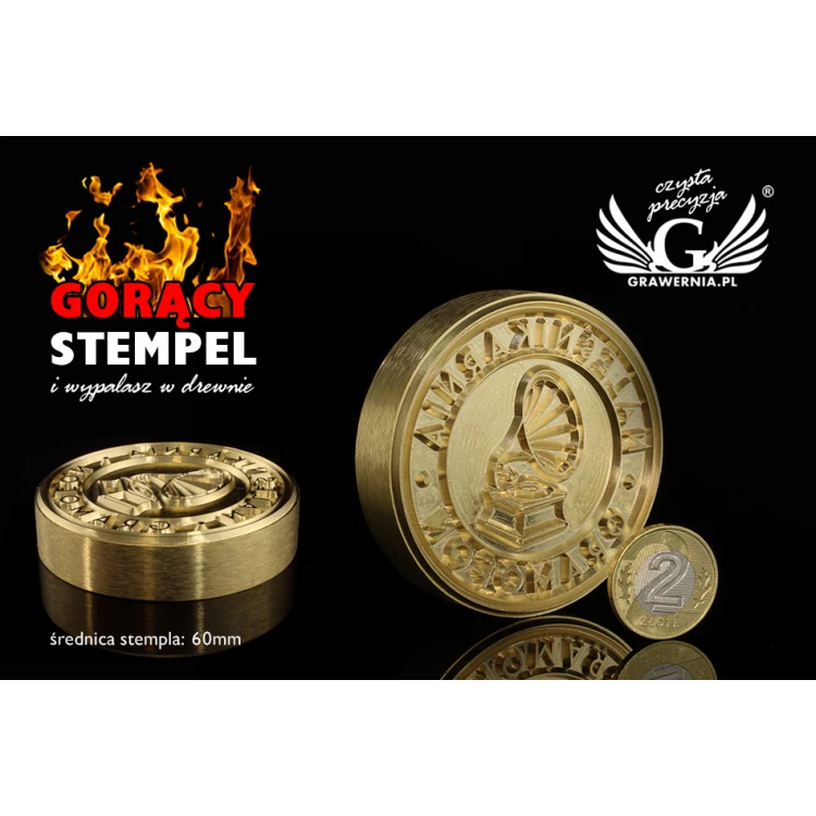 Stempel do wyciskania logotypu na gorąco i zimno - średnica matrycy: 63mm -  CNC 