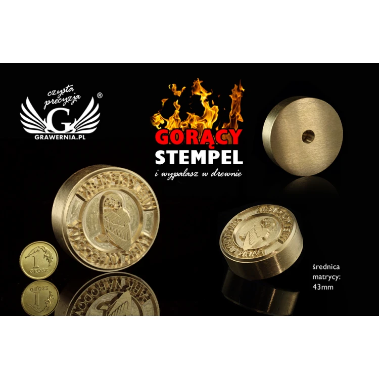 Stempel do wyciskania logotypu na gorąco i zimno - średnica: 43mm - CNC