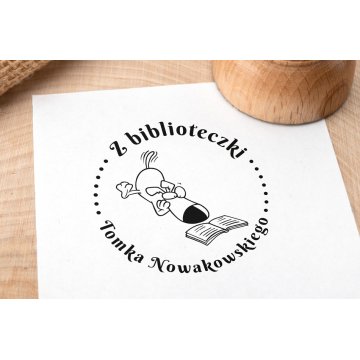 Stempel Ex Libris do odbijania w tuszu - Pies - średnica gryfu 50mm - EX012