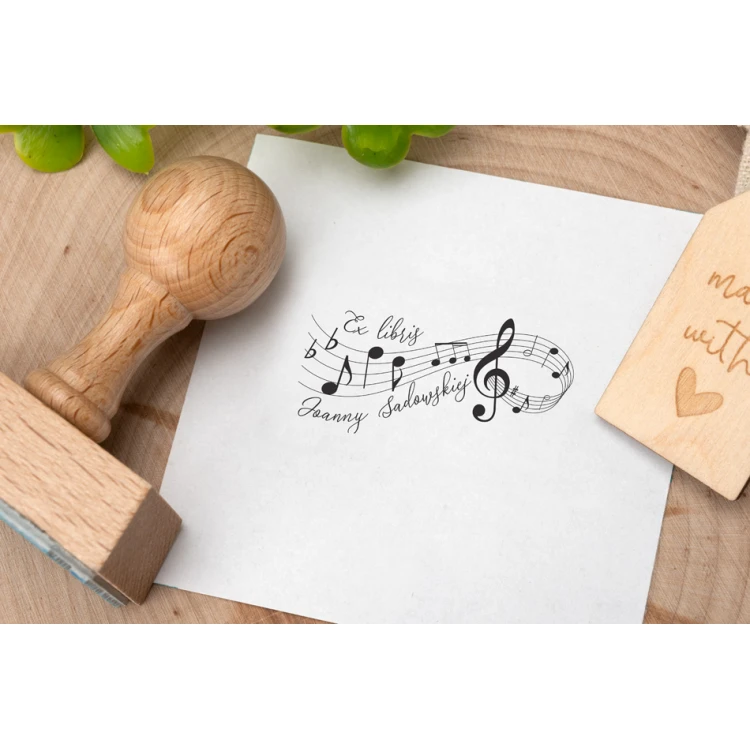 Stempel Ex Libris do odbijania w tuszu - Pięciolinia - wymiary gryfu 50x30mm - EX019
