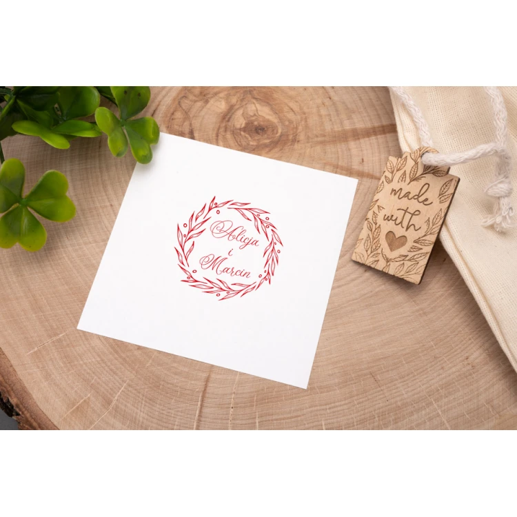 Stempel ślubny wianek do odbijania w tuszu - średnica gryfu 50mm - STS023