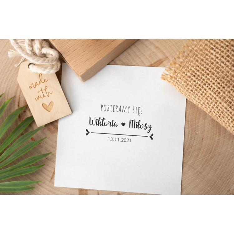 Stempel ślubny do odbijania w tuszu - Pobieramy się - wymiary gryfu 60x30mm - STS043