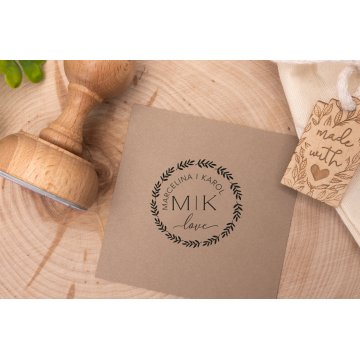 Stempel ślubny wianek do odbijania w tuszu - średnica gryfu 50mm - STS024