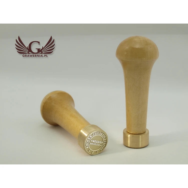 Stempel z mosiądzu do odbijania tuszem - średnica 22mm, głębokość graweru około 0,4mm