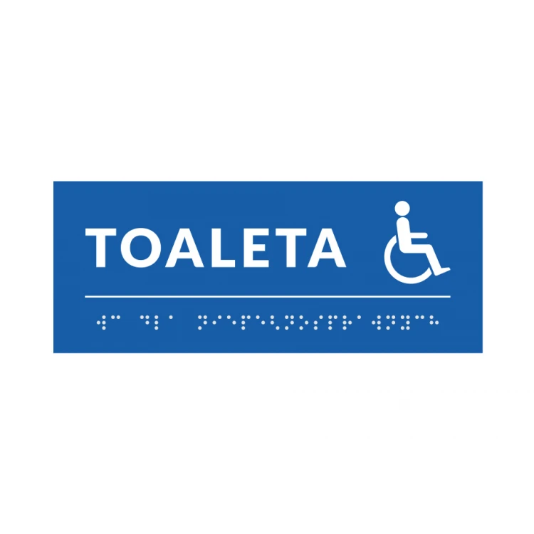 System tabliczek z pismem Braille'a dla szkół - toaleta - wym. 200x80mm - PCW twarde - DECO BLUE - TAB359
