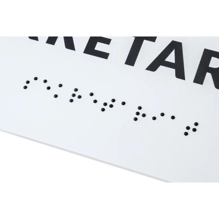 System tabliczek z pismem Braille'a dla szkół - wym. 200x28mm - PCW twarde - DECO WHITE - TAB351