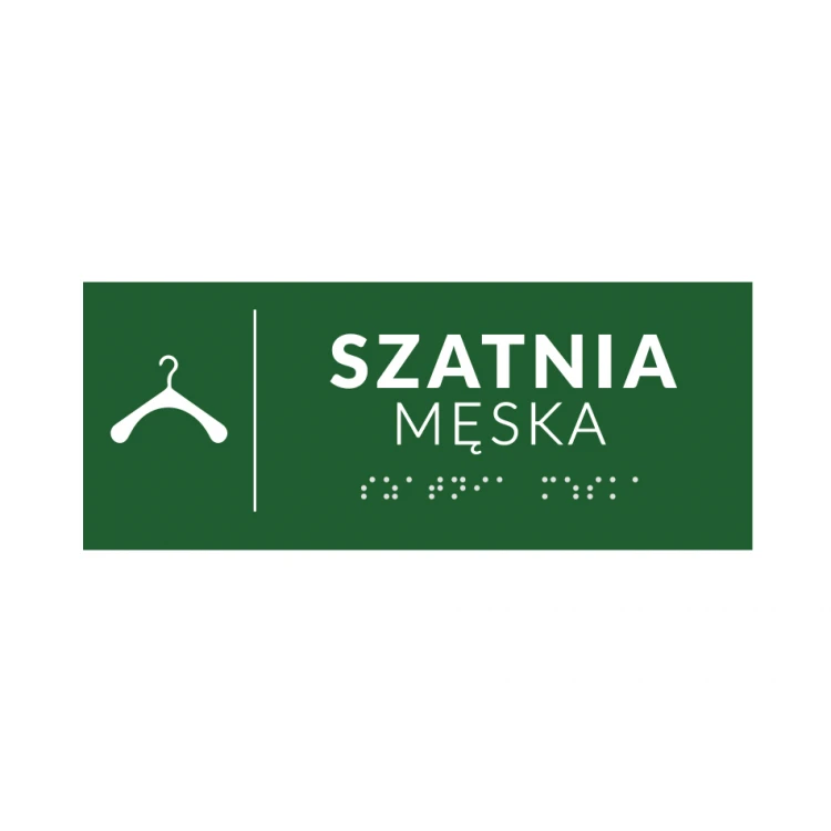 System tabliczek z pismem Braille'a dla szkół - szatnia - wym. 200x80mm - PCW twarde - DECO GREEN - TAB379