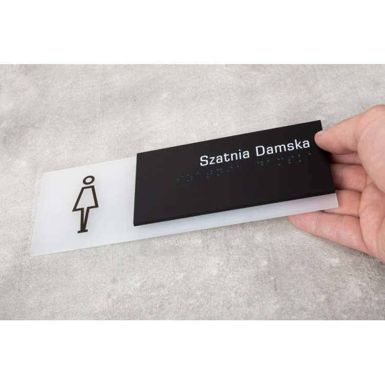 Toaleta męska lub damska - tabliczka z pismem Braille'a - wym. 100x160mm - akryl szroniony i ADA- NORD - TAB327