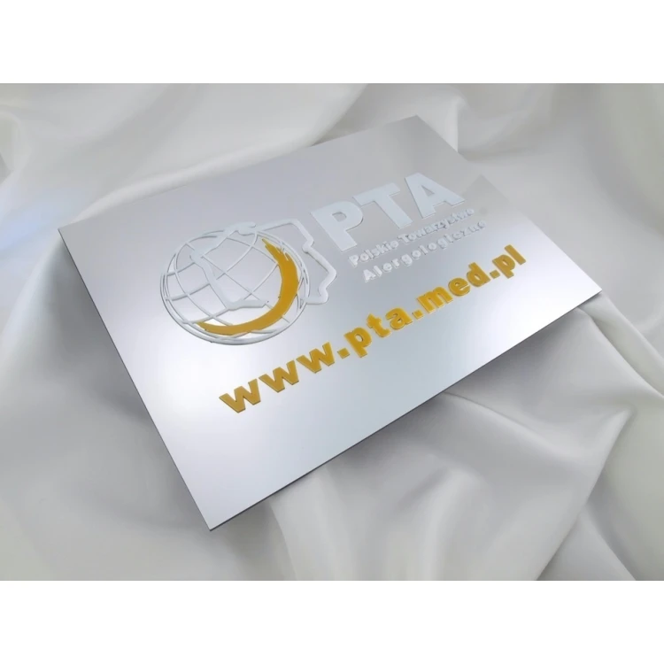 SZYLD FIRMOWY 100% wypukłości - srebrny - SZ055 -  format A4 wym. 297x210mm