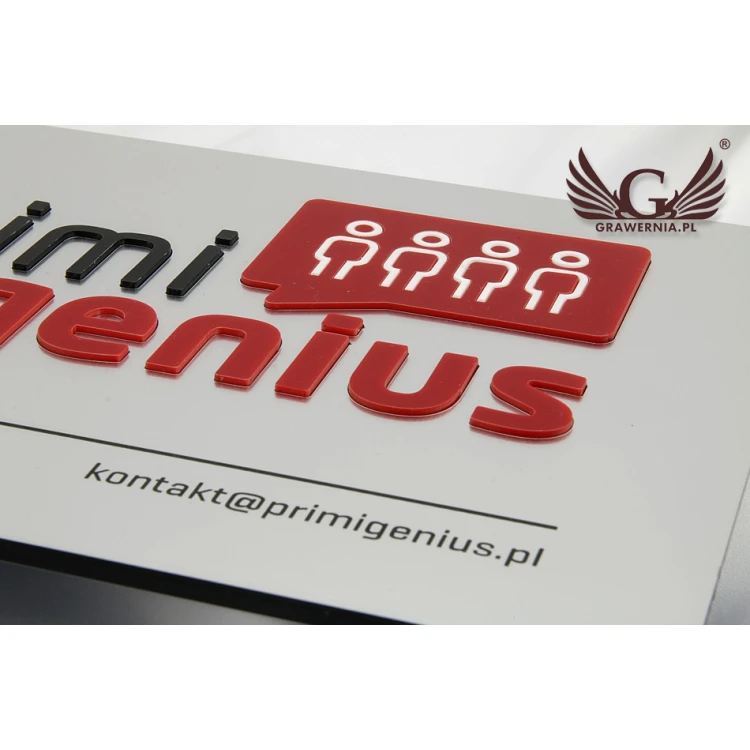 SZYLD FIRMOWY z WYPUKŁYM LOGO - srebrny - SZ069 - wymiary 250x180mm