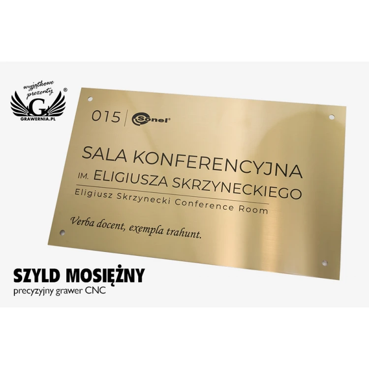 Tablica mosiężna grawerowana - wym. 400x245mm - TAB078 