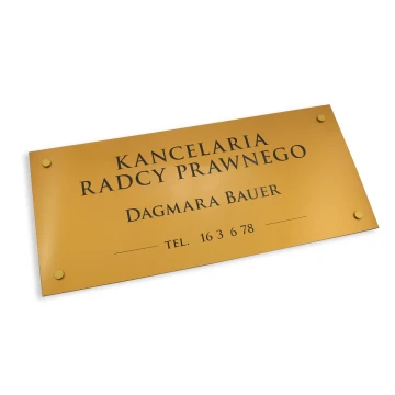 SZYLD KANCELARIA RADCY PRAWNEGO - laminat złoty - SZ093 - wym. 600x300mm