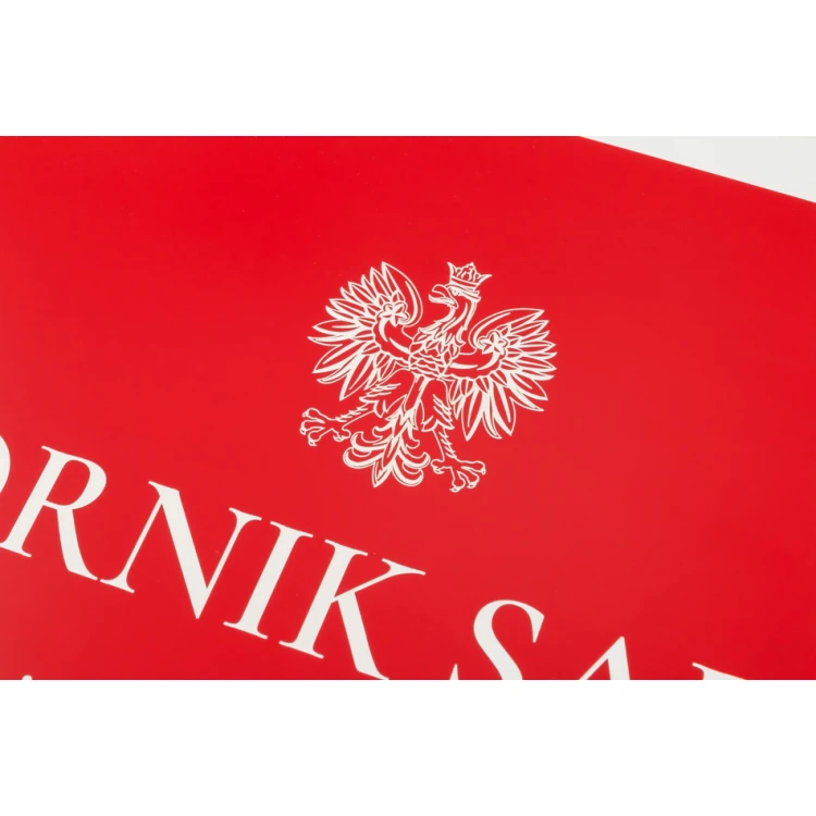 Szyld Komornik Sądowy grawerowany laserem - czerwony laminat - SZ137 - wym. 500x350mm