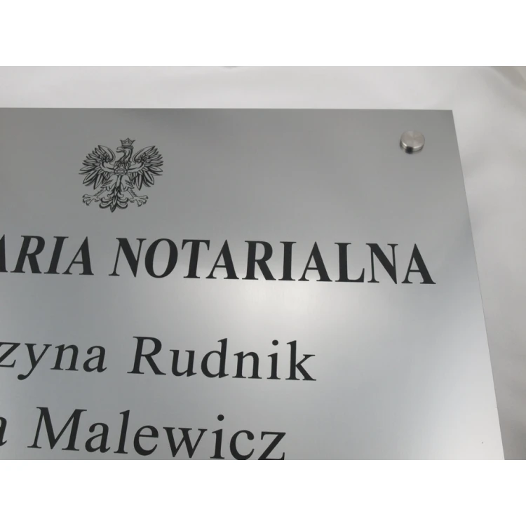 SZYLD NOTARIUSZA - szyld główny dwunazwiskowy dla spółki cywilnej - SZ025 - wym. 50x40cm