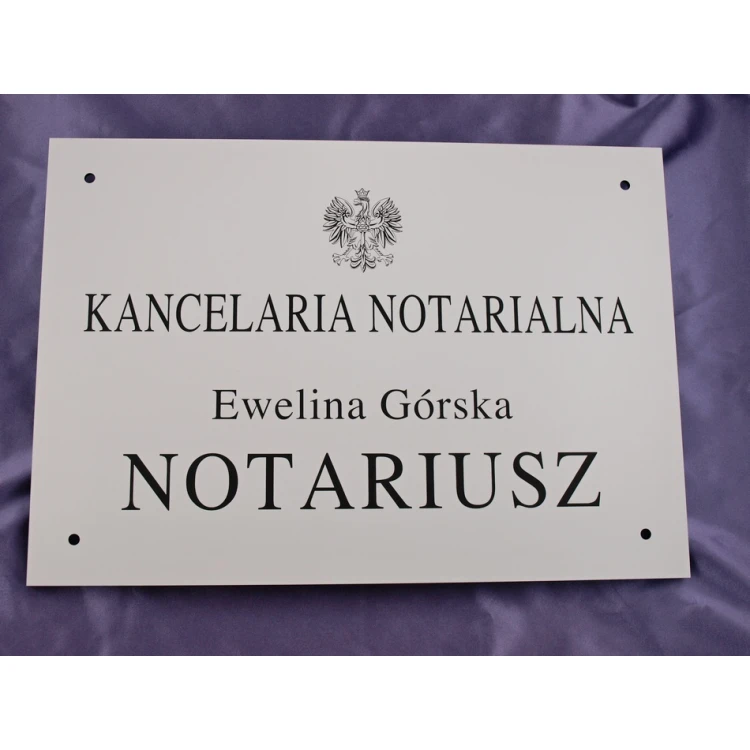 SZYLD NOTARIUSZA - szyld główny biały - SZ037 - wym. 500x350mm