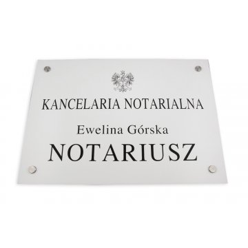 SZYLD NOTARIUSZA - szyld główny biały - SZ037 - wym. 500x350mm