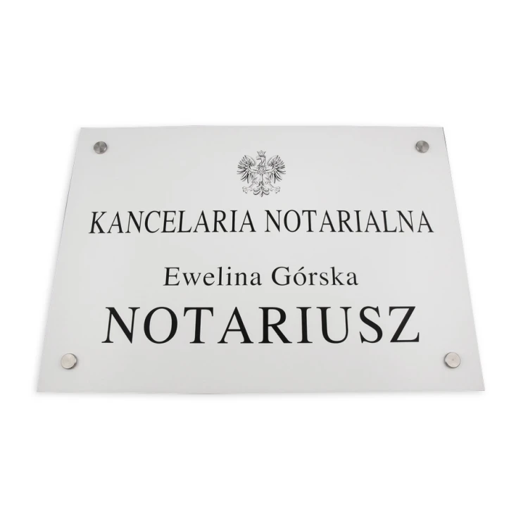 SZYLD NOTARIUSZA - szyld główny biały - SZ037 - wym. 500x350mm
