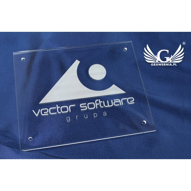 Tablica Firmowa z Twoim logo - plexi grawerowana gr. 5mm - SZ087 - wym. 200x250mm
