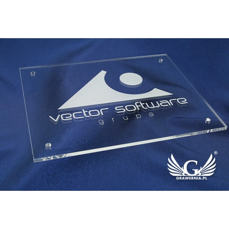 Tablica Firmowa z Twoim logo - plexi grawerowana gr. 5mm - SZ087 - wym. 200x250mm