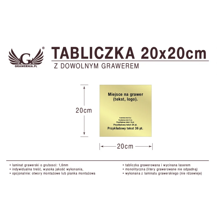 Tabliczka 20x20cm dowolny grawer laserem