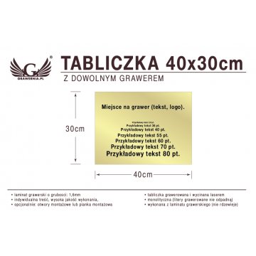 Tabliczka 40x30cm dowolny grawer laserem