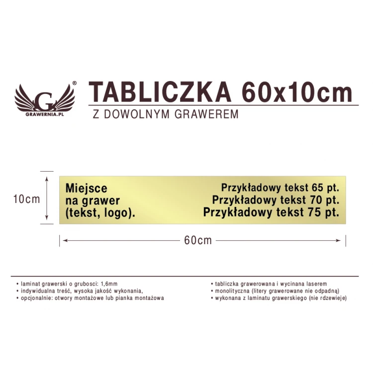 Tabliczka 60x10cm dowolny grawer laserem