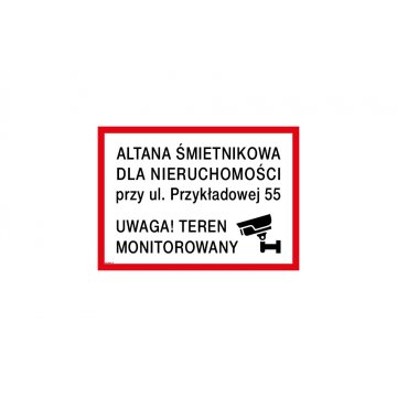 Tabliczka informacyjna do altany, wiaty śmietnikowej - wym. 490x350mm - PVC - kolorowy druk UV - TAB246