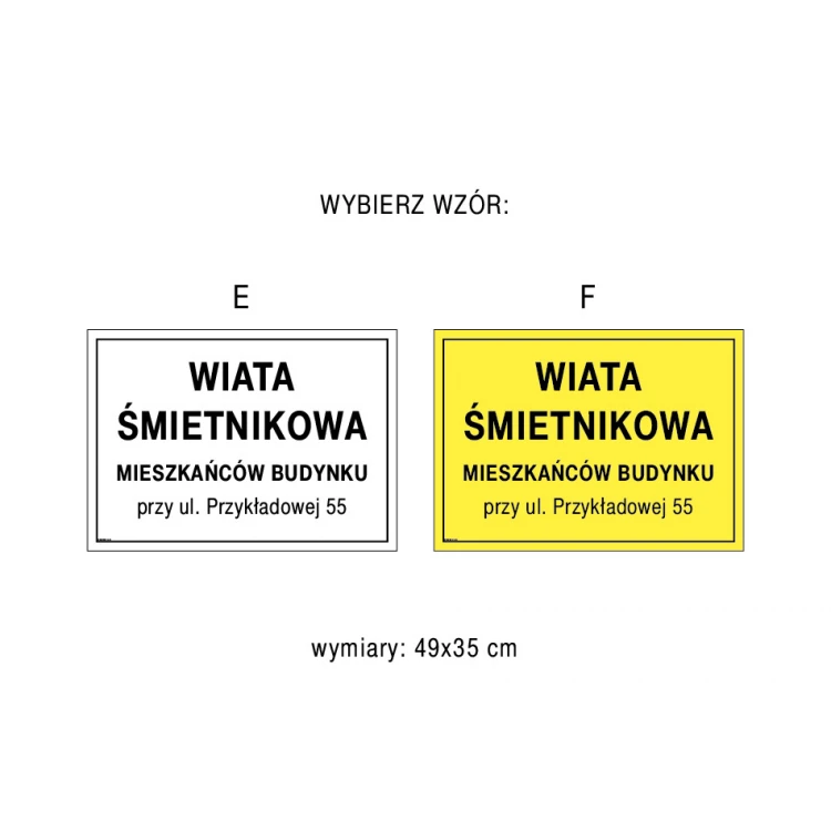 Tabliczka informacyjna do altany, wiaty śmietnikowej - wym. 490x350mm - PVC - kolorowy druk UV - TAB246