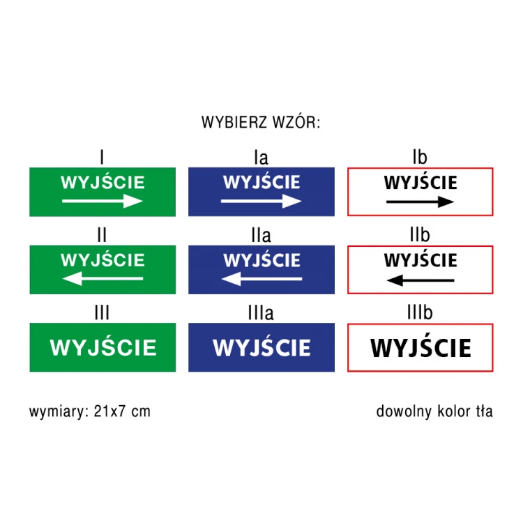 Tabliczka informacyjna wyjście - wym. 210x70mm - PVC - kolorowy druk UV - TAB163