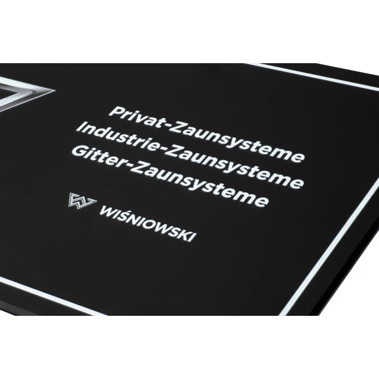 Tabliczka informacyjna z dowolnym tekstem i logotypem - wym. 297x158mm - akryl mat - TAB457 