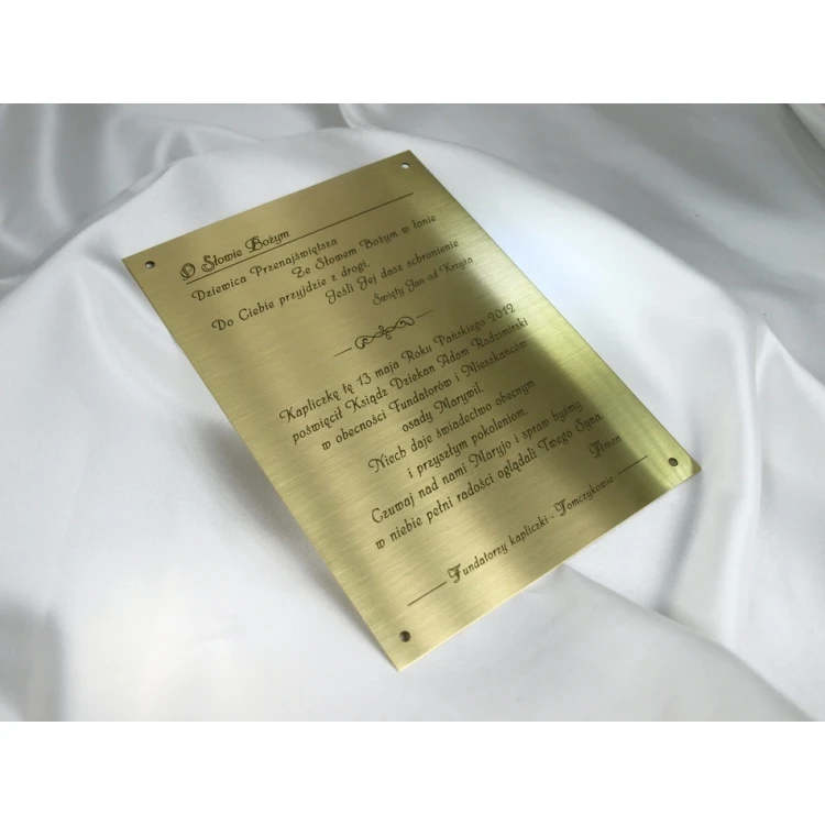 Tabliczka mosiężna z dedykacją - M005 - wym. 165x120mm