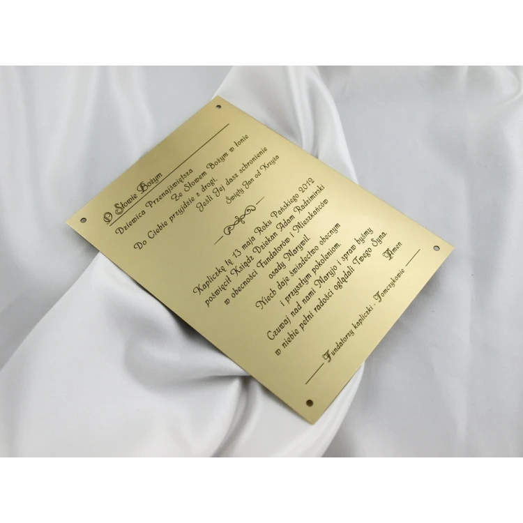 Tabliczka mosiężna z dedykacją - M005 - wym. 165x120mm