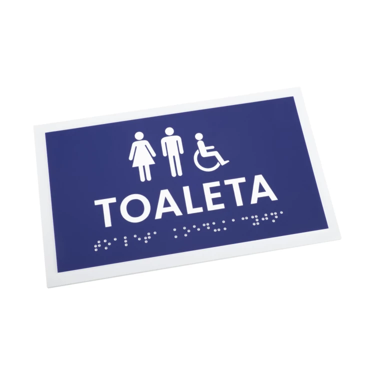 Tabliczka na drzwi toalety z laminatu grawerskiego z pismem Braille'a - wym. 174x104mm - TT051