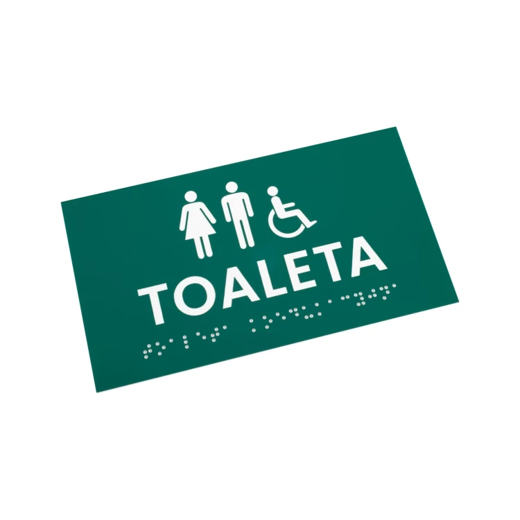 Tabliczka na drzwi toalety z laminatu grawerskiego z pismem Braille'a - wym. 160x90mm - TT052