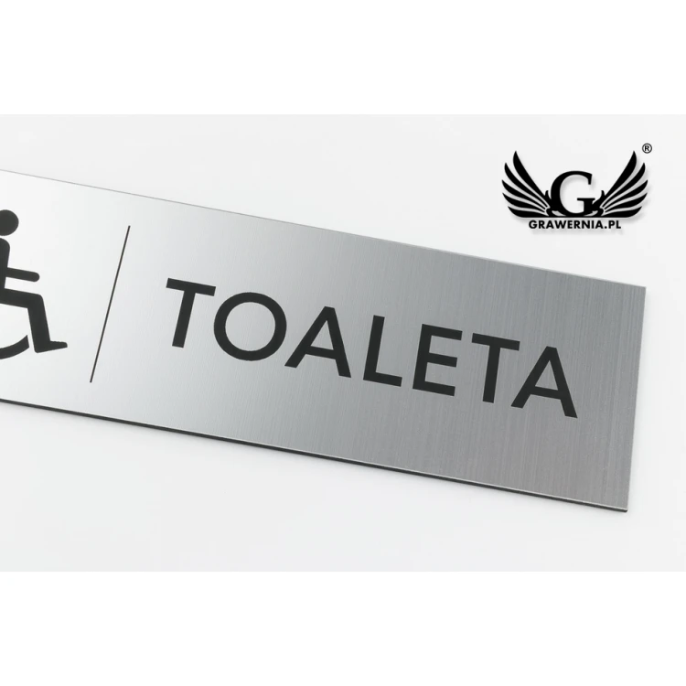 Tabliczka na toalety koedukacyjne - srebrny lub złoty laminat - wym. 200x50mm - TT036