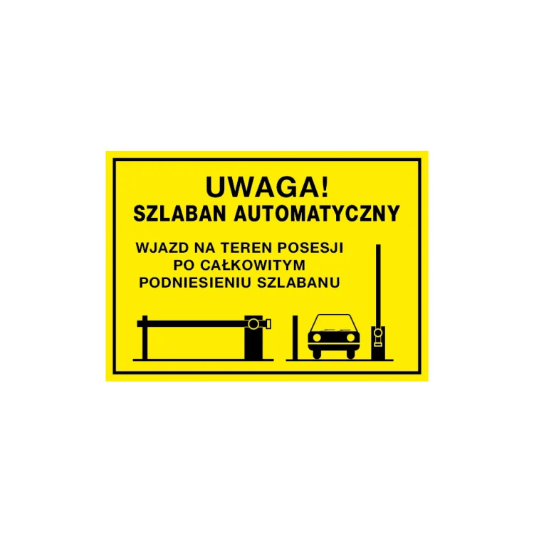 Tabliczka ostrzegawcza uwaga szlaban automatyczny - wym. 560x400mm - PVC - kolorowy druk UV - TAB156