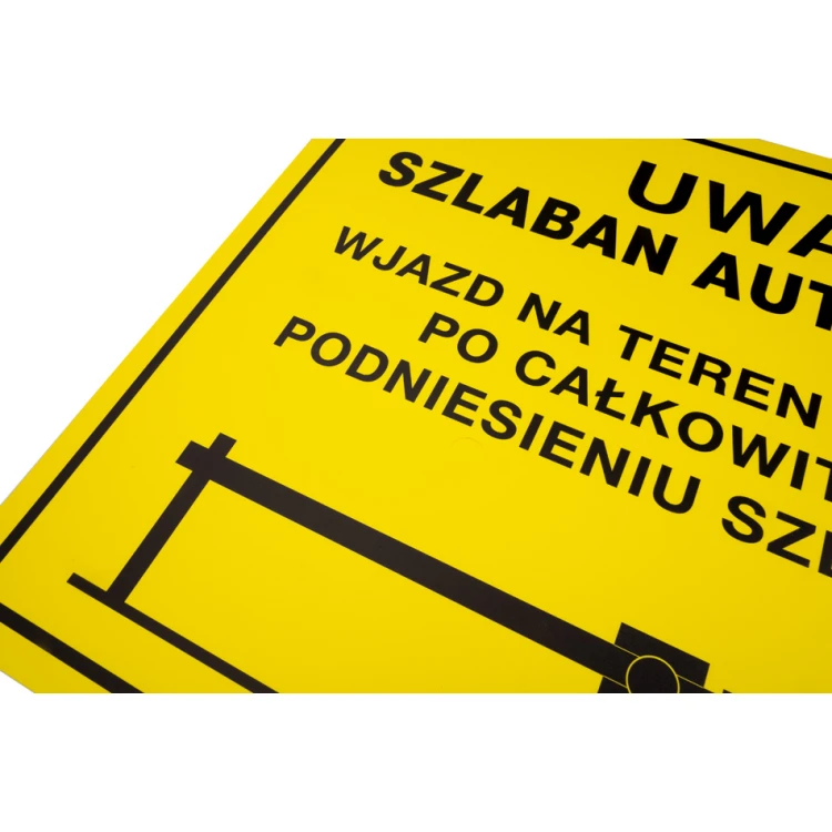 Tabliczka ostrzegawcza uwaga szlaban automatyczny - wym. 560x400mm - PVC - kolorowy druk UV - TAB156