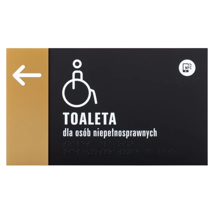 Tabliczka z NFC i pismem Braille'a - złoty akryl - wym.260x150mm - TAB607