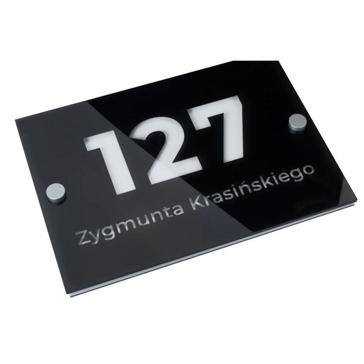 Tabliczka z numerem domu - plexi i biały dibond - wym. 297x210mm (A4) - SPD037