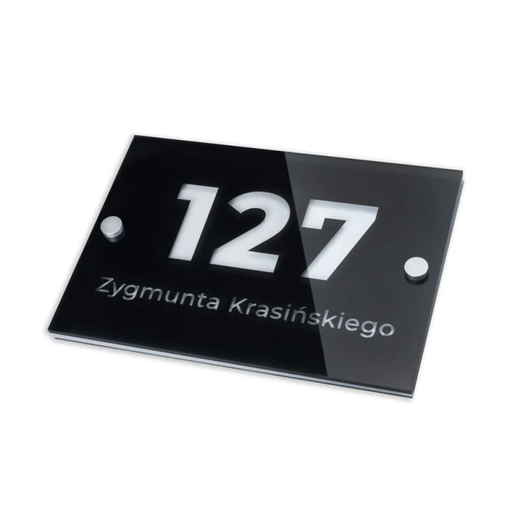 Tabliczka z numerem domu - plexi i biały dibond - wym. 297x210mm (A4) - SPD037