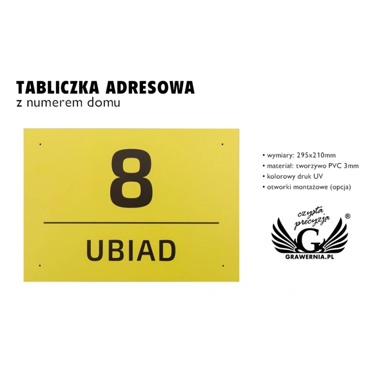 Tabliczka z numerem domu - wym. 295x210mm - PVC - kolorowy druk UV - TAB075