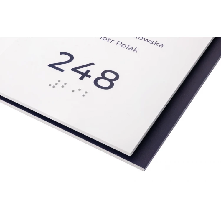 Tabliczka z dowolną numeracją z pismem Braille'a - wym. 110x47mm - PCW twarde - MAREN -TAB300
