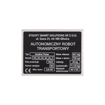 Tabliczka znamionowa z czarnego aluminium anodowanego - wym. 80x60mm - TZN051