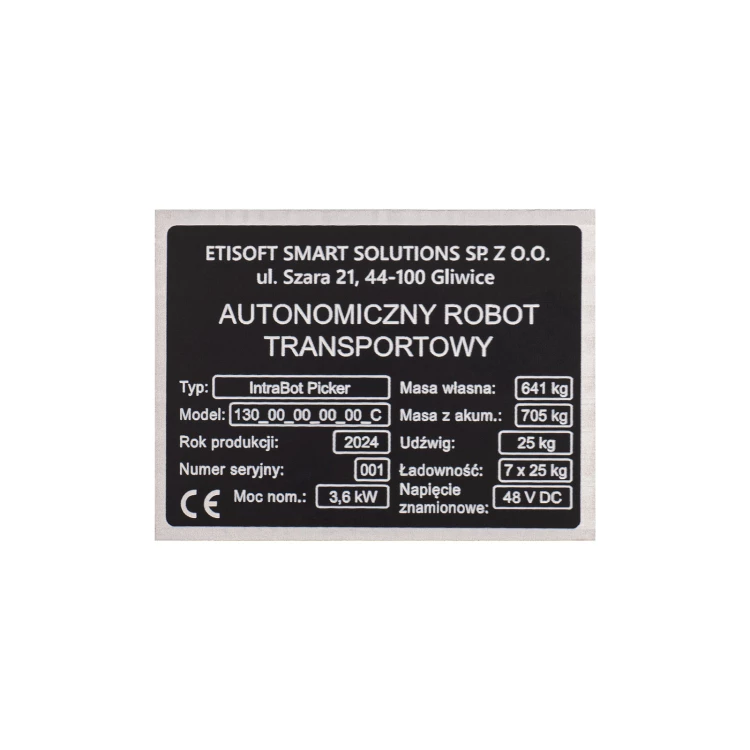 Tabliczka znamionowa z czarnego aluminium anodowanego - wym. 80x60mm - TZN051