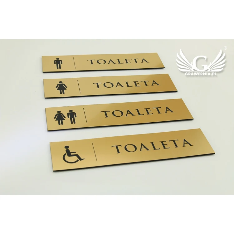 Tabliczki na toalety - TT029 - wym. 20x5cm - kolor złoty
