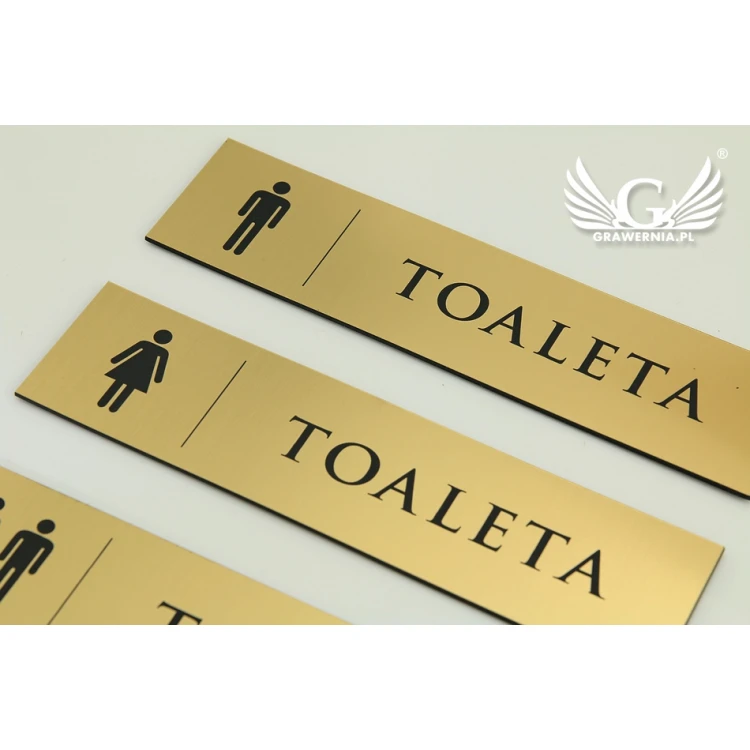 Tabliczki na toalety - TT029 - wym. 20x5cm - kolor złoty