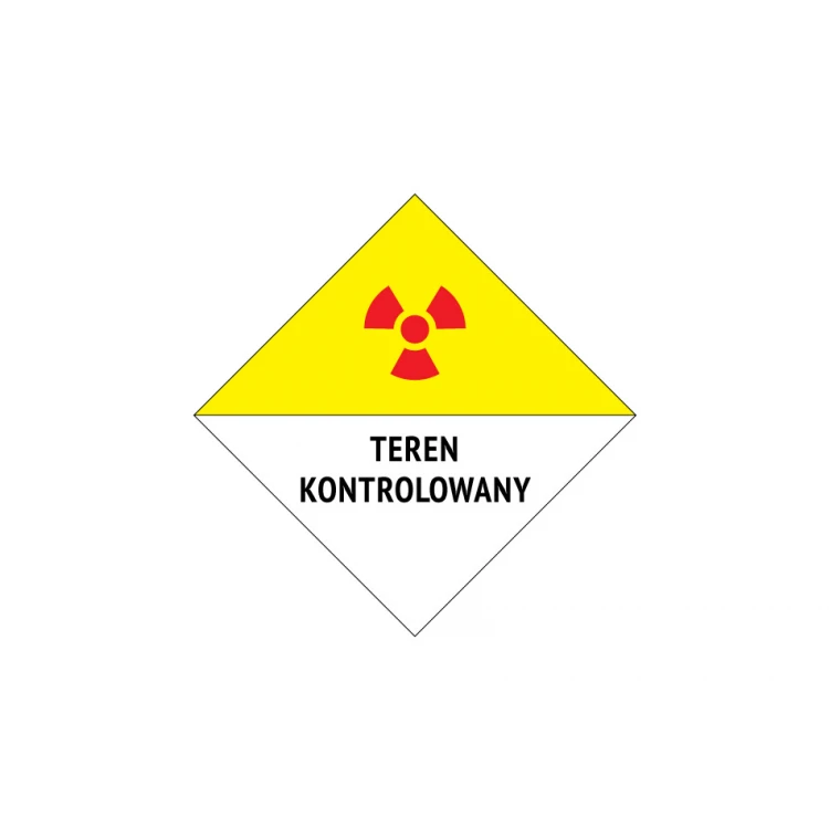 Teren kontrolowany - tabliczka ostrzegawcza wym. 230x230mm - PVC - kolorowy druk UV - BHP136