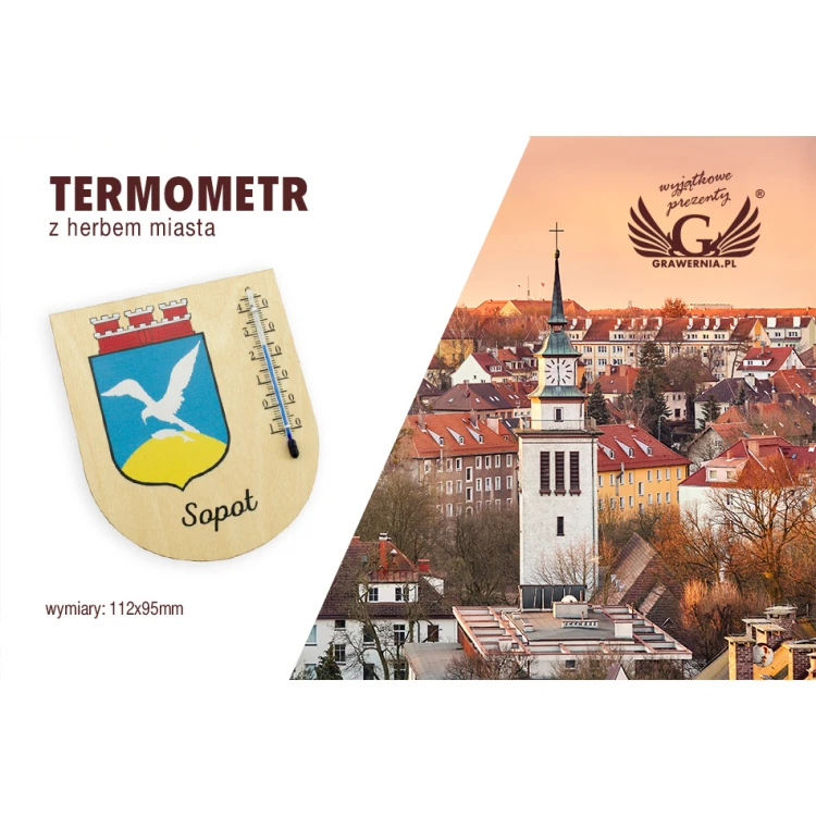 Termometr z herbem miasta - cyfrowy druk UV - TER015