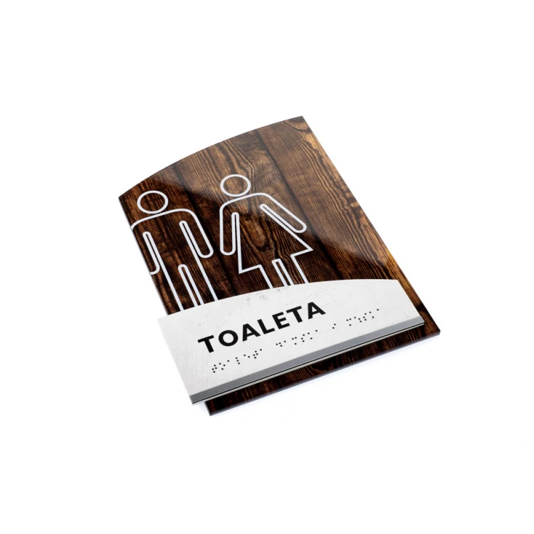 Toaleta damska i męska - tabliczka z pismem Braille'a - wym. 205x268mm - plexi - WOODPLEX -TAB386